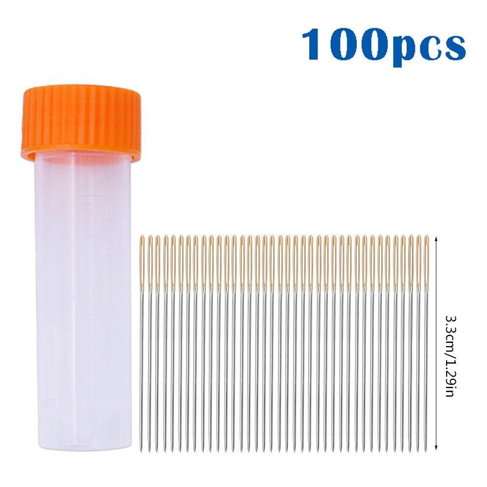 100 PCS Stainless Steel Golden Tail Embroidery Needles Kit