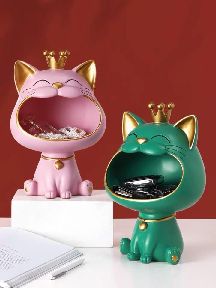 Resin Lucky Big Mouth Cat Storage Box