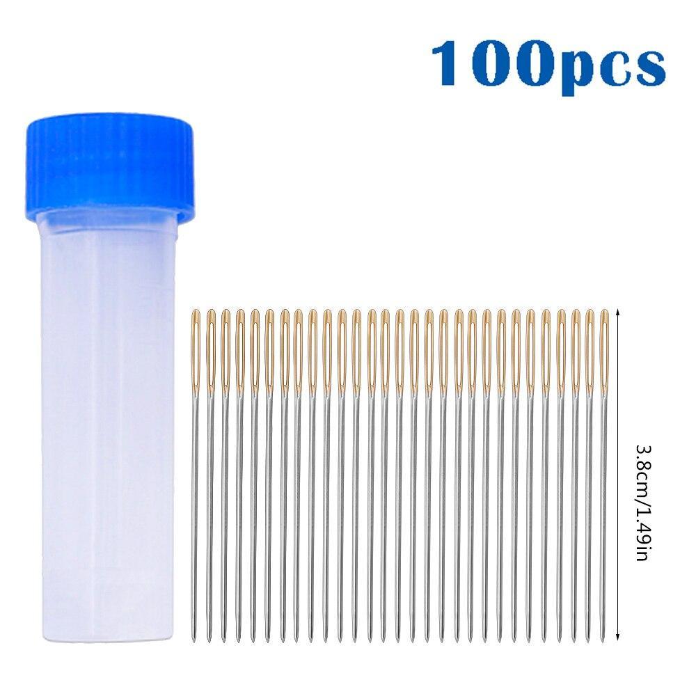 100 PCS Stainless Steel Golden Tail Embroidery Needles Kit