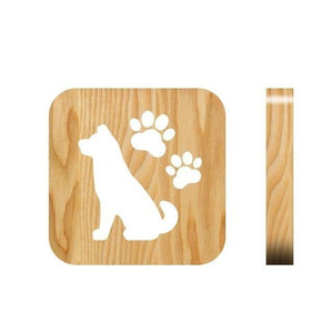 Wooden Dog Paw Cat Animal Night Light